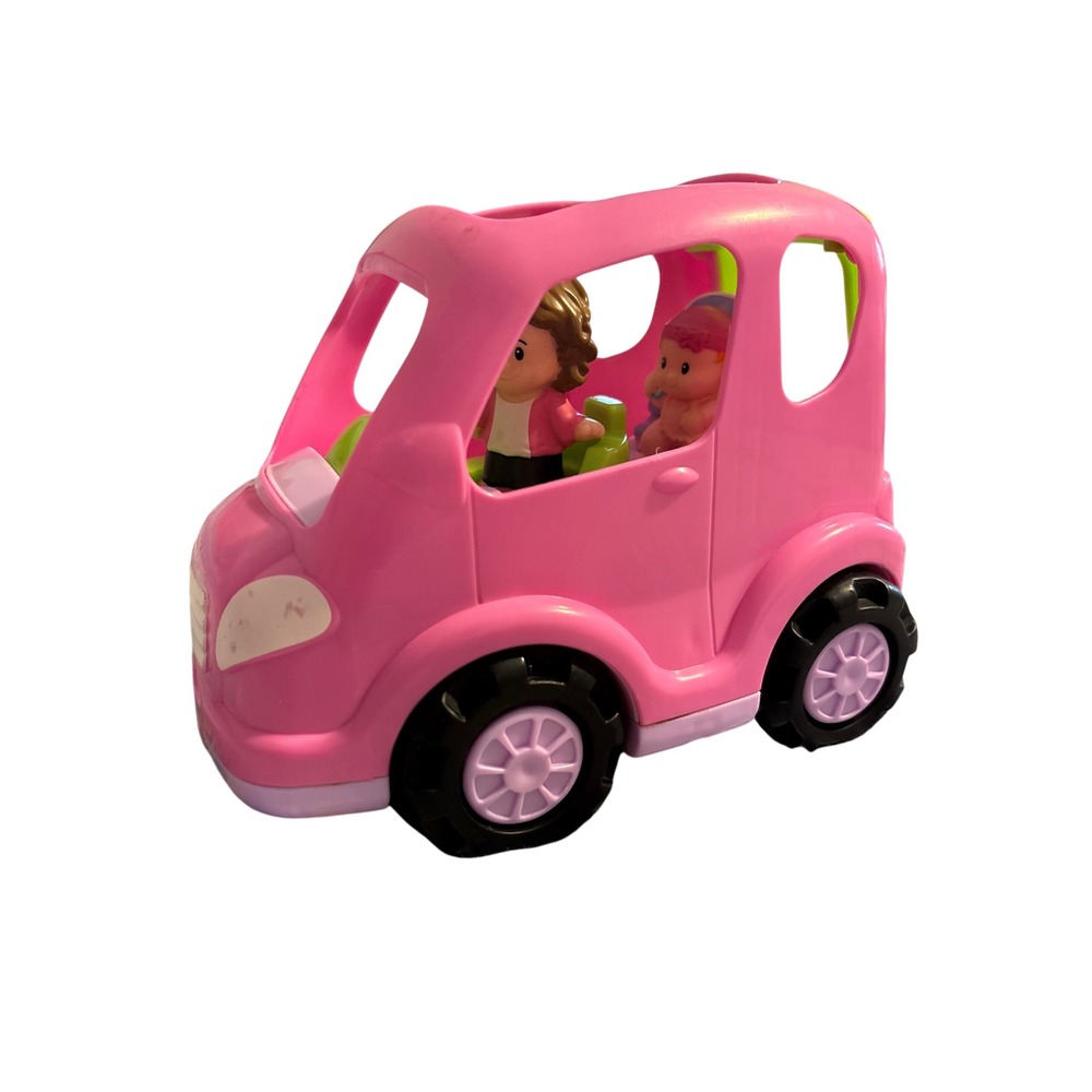 Fisher Price Little People Pink SUV Car Mom and Baby Figures Toy Set WORKS CLEAN